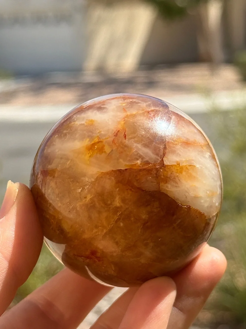 Golden Fire Quartz Sphere With Scenic Inclusions